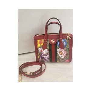 GUCCI red Leather Ophidia GG Marmont logo Supreme GG Flora convertible Tote Bag